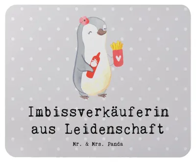 Produktbild von Mr. & Mrs. Panda Mouse Pad Imbissverkäuferin Leidenschaft - Grau Pastell - Geschenk, Lustig, gummi mauspad, Imibissverkäuferin, Mousepad, Spruch, Witzig, laptop, computer
