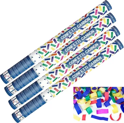 Immagine prodotto di Cannone sparacoriandoli - 60 cm - miscela di carta colorata - 4 pezzi