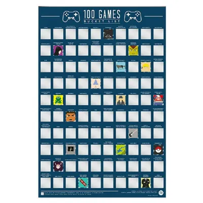 Productafbeelding van Poster met video-game lijst van wensen, 100 games, krasposter, ongeveer 42 x 59 cm, interactief