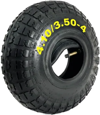 Imagen del producto de Juego de neumáticos 4.10/3.50-4, neumáticos y cámaras de aire, 10 pulgadas, para carretillas y carros de transporte