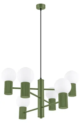 Immagine prodotto di Lampadario HALO 6 verde oliva 6xG9 8W alluminio 230x64x64cm Sollux Lighting