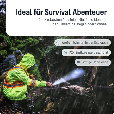 Produktbild von ANSMANN Survival Taschenlampe 3000 Lumen, sehr hell mit langer Leuchtdauer