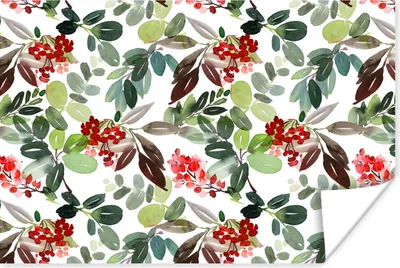 Produktbild von MuchoWow® Poster Beeren - Weihnachten - Aquarell 180x120 cm - Fotoplakat