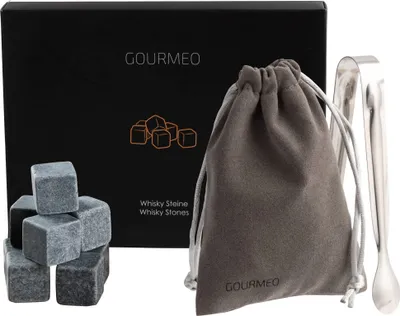 Produktbild von GOURMEO 9 Whisky Steine im Set - Eiswürfel Steine - Whiskysteine wiederverwendbar - Whiskey Kühlsteine Whiskey Stones - Whisky Steine Geschenkset - Whiskeysteine Zubehör