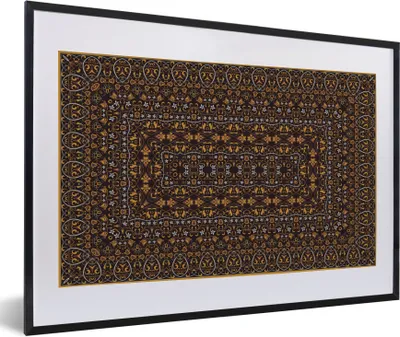 Produktbild von MuchoWow® Gerahmtes Poster Persische Teppiche - Teppiche - Muster - Orange 60x40 cm - Poster mit Schwarzem Bilderrahmen Wandposter Rahmen Foto Bilder - Schlafzimmer - Plakat in Rahmen - Drucken