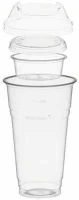 Produktbild von 100x Trinkbecher 500ml+Domdeckel+ 60ml Einsatzbecher stapelbar PLA