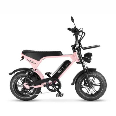 Produktbild von OUXI V8 Ultra Mini Elektrisches Fatbike – Alarmanlage – 16 Zoll – 250W Motor – 7 Gänge – 50 km Reichweite – Mechanische Scheibenbremsen – Rosa