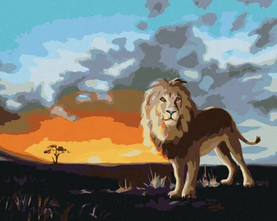 Produktbild von Zuty - Malen nach Zahlen - LÖWE BEI SONNENUNTERGANG (D. RUSTY RUST), 40x50 cm, mit Keilrahmen (bereits gespannt)