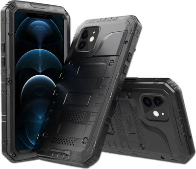 Produktbild von Cadorabo Hülle für Apple iPhone 12 in Schwarz Robuster 360° Displayschutz Outdoor Heavy Duty Schutzhülle