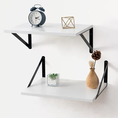 Produktbild von 30,5 cm tiefe, schwebende Wandregale, 40,6 x 30,5 cm (B x T), Holz, 2 Stück, weiß