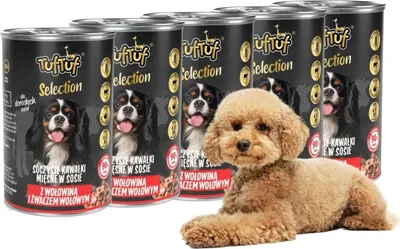Zdjęcie produktu dla 5x 400g karma dla psa 415g mokra karma wszystkie rasy kawałki wołowiny w sosie żołądki wołowe