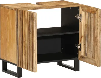 Image de vidaXL Meuble sous-lavabo 62x34x58 cm Bois de manguier massif rugueux