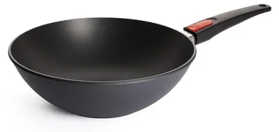 Wokpfanne Ø 30 cm, 10 cm hoch, Aluguss, Antihaft, abnehmbarer Stiel