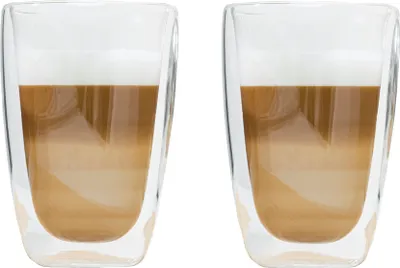 Produktbild von Latte Macchiato-Gläser 400ml Doppelwandig isolierglas Extra lang warmhaltend Maße ≈9 x 14cm (2 Stück)
