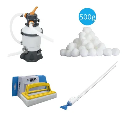 Produktbild von Bestway - Poolsauger AquaCrawl & Sandfilterpumpe 3028 L/u & Filterkugeln 500 g & WAYS Scheuerbürste