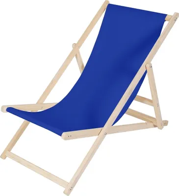 Produktbild von Mucola Strandstuhl klappbar Strandliege Holz Liegestuhl Gartenliege Sonnenliege Faltliege - Blau