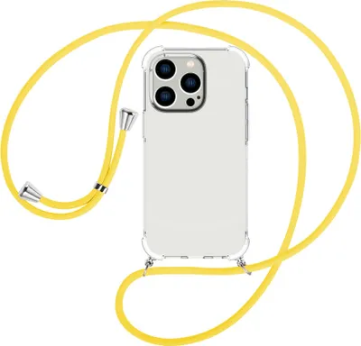 Produktbild von Handykette Backcover-Schutzhülle mit Band (Metall silberfarben) für Apple iPhone 15 Pro Max - gelb