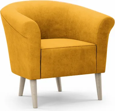 Produktbild von Bettso Bequemer Sessel Polstersessel Relaxsessel mit Holzbeinen für Wohnzimmer Skandinavischen Stil PERO Gelb