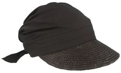 Seeberger Damen Strohcap mit Strohbortenschild in schwarz