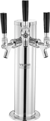 Produktbild von Triple Taps Draft Beer Tower Dispenser, Stainless Steel Keg Beer Tower, Kegerator Tower Kit with Pre-Assembled Tubing and Self-Closing Faucet Shanks for Party, Bar, Pub, Restaurant