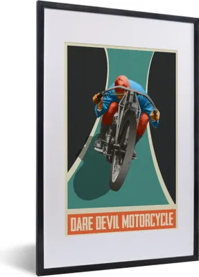 Produktbild von MuchoWow® MuchoWow® Gerahmtes Poster Mancave - Motorrad - Vintage - Zitate 40x60 cm - Poster mit zchwarzem Bilderrahmen - Poster in Rahmen