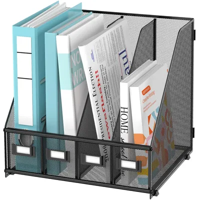 Produktbild von Metallischer Schreibtischorganizer mit 4 Fächern