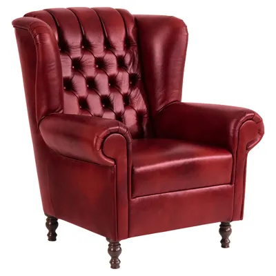 Produktbild von Max Winzer Ohrenbackensessel Vary - Wischleder rot - Maße: 91 x 90 x 101 cm