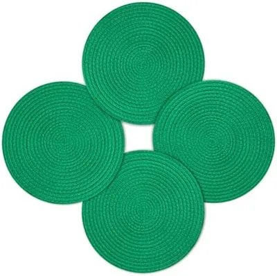 Productafbeelding van PromoHome® Ronde placemats, set van 4 – Kerstgroene tafelonderleggers, 30 cm, katoen