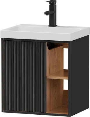 Immagine prodotto di Lavabo con mobile sottolavabo - Lavabo sospeso - Piccolo lavabo con rubinetto - Mobile sottolavabo sospeso