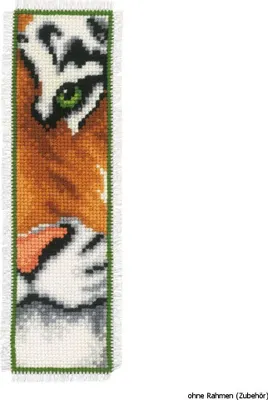Produktbild von Vervaco Kreuzstich Stickpackung Lesezeichen „Tigerauge“, Zählmuster, Aida 14, 6x20cm