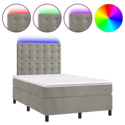 Obrázek produktu pro Skříňová postel s matrací a LED světle šedá 120x190 cm sametová