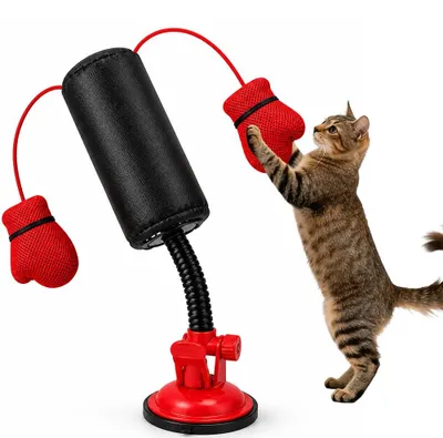 Boxsack für Katzen mit Boxhandschuhen, interaktives Spielzeug