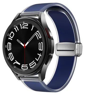 Image de Pour Samsung Galaxy Watch 6 / 5 / 4 44mm et 40mm Bracelet en silicone magnétique bleu foncé Watch Bracelet de remplacement