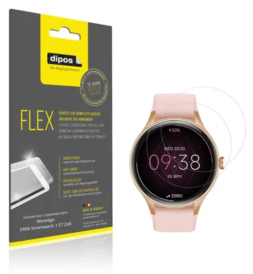 Produktbild von 2x Schutzfolie für Woneligo DR06 Smartwatch 1.57 Zoll Folie, 100% Displayabdeckung, dipos Flex