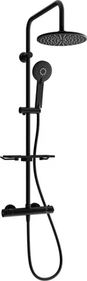 Produktbild von Mexen KT40 Brausegarnitur für Aufputzmontage mit Kopfbrause und Thermostatmischer, Schwarz - 771504093-70