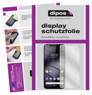 A collage of images showing a smartphone screen protector packaging, instructions, and a product shot.