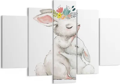 Produktbild von Bild auf Leinwand - Leinwandbild - 5 Teile - Kaninchen Hase Kinder - 150x100cm - Wand Bild - Wanddeko - Wandbilder - Leinwanddruck - Bilder - Wanddekoration - Leinwand bilder - EA150x100-4725