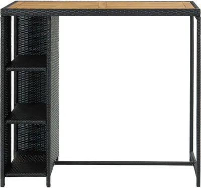 Produktbild von vidaXL Bartisch mit Regal Schwarz 120x60x110 cm Poly Rattan