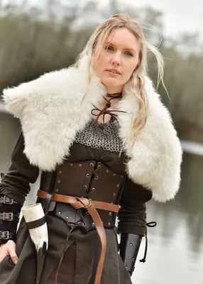 Produktbild von Battle-Merchant Mittelalter Fell Wikinger Lammfell echt Naturfell Tierfell Verkleidung Schulterfell | für Damen und Herr