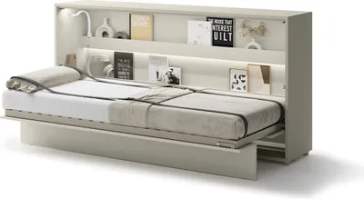 Produktbild von MEBLINI Schrankbett Bed Concept - Wandbett mit Lattenrost - Klappbett mit Schrank - Wandklappbett - Murphy Bed - Bettschrank - BC-06 - 90x200cm Horizontal - Kaschmir mit Matratze