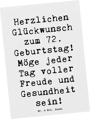 Produktbild von Mr. & Mrs. Panda Postkarte Spruch 72. Geburtstag - Weiß - Geschenk, Geburtstagsgeschenk, Freude, Postkarten, Fotokarte, Jubilar, Herzlichen Glückwunsch, Ansichtskarten