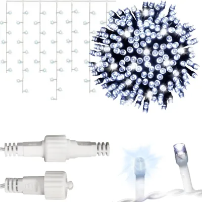 Zdjęcie produktu dla Sople 300 Led Kurtyna Lampki Zewnętrzne/Wewnętrzne Flash Zimny Biały 9 M