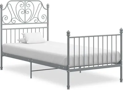 Produktbild von The Living Store Bettgestell Grau Metall 90x200 cm