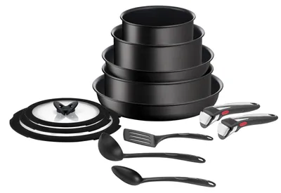 Productafbeelding van Tefal Ingenio L39593, Set, Zwart, Aluminium, Titanium coating, Zwart, Glas