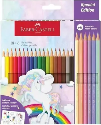 Image de Crayons hexagonaux licorne 18+6 couleurs.