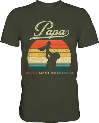 Produktbild von Papa Kind Baby Vater Geschenk Vatertag T-Shirt – Urban Khaki / M