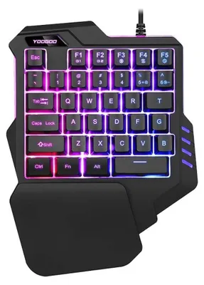 Produktbild von RGB Einhand Gaming Tastatur mechanisch, 35 Tasten Mini Keyboard mit Makro-Funktion, Anti-Ghosting und ergonomischer Handballenauflage