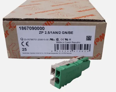 Obrázok produktu pre Weidmüller 25 ks ZP 2.5 konektorov, zástrčka, séria Z, ZP 2.5/1 AN/2 GN/BE 1867090000