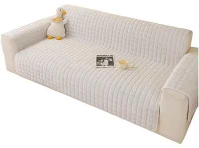 Obrázek produktu pro Přehoz na pohovku, potah na pohovku, deka 120 x 185 cm, měkký, neklouzavý, bílý