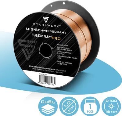 Produktbild von STAHLWERK Schweißdraht MIG MAG CuSi3 1,0 mm 1 kg Drahtrolle